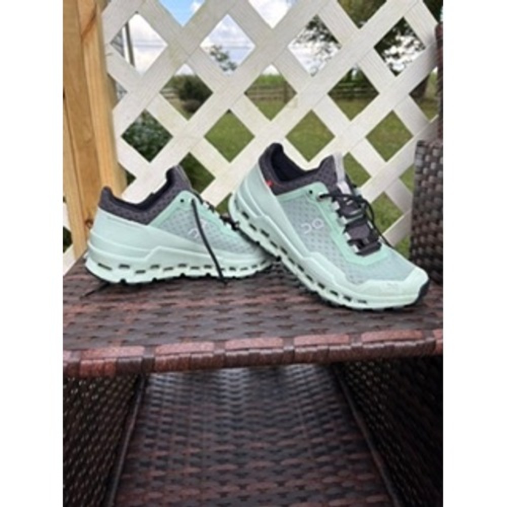 On Cloudultra Women Running Shoes Mint Green Grey Trail Sneakers Size 5.5